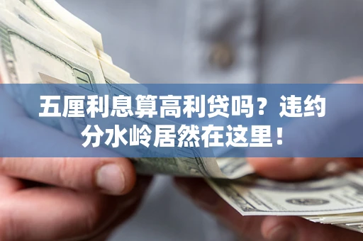 武汉五厘利息算高利贷吗？违约分水岭居然在这里！